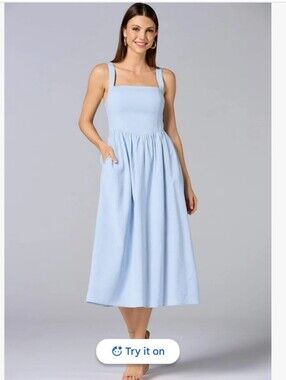 Y2K Cache Linen Blend Midi Dress